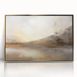 Framed abstract landscape wall art featuring vibrant gold and earthy tones, designed to elevate modern decor with its striking visual appeal. Perfect for enhancing living spaces.