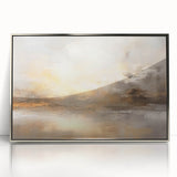 Framed acrylic wall art featuring an abstract landscape design in silver tones, showcasing a modern aesthetic perfect for contemporary home decor.