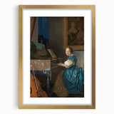 Baroque Art Print - Elegant Rococo Style Portrait of Woman Playing Piano