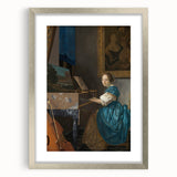 Baroque Art Print - Elegant Rococo Style Portrait of Woman Playing Piano