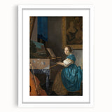 Baroque Art Print - Elegant Rococo Style Portrait of Woman Playing Piano