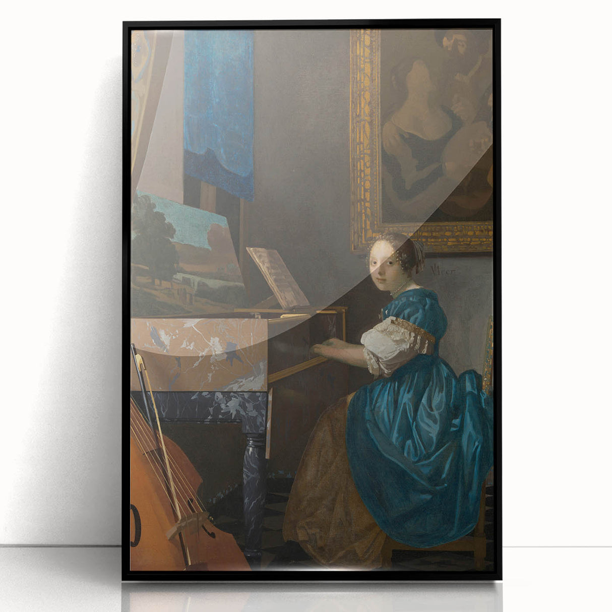 Baroque Art Print - Elegant Rococo Style Portrait of Woman Playing Piano