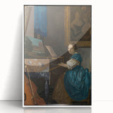 Baroque Art Print - Elegant Rococo Style Portrait of Woman Playing Piano