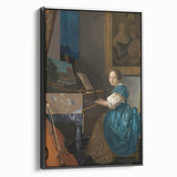 Baroque Art Print - Elegant Rococo Style Portrait of Woman Playing Piano