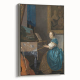 Baroque Art Print - Elegant Rococo Style Portrait of Woman Playing Piano