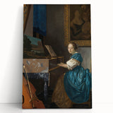 Baroque Art Print - Elegant Rococo Style Portrait of Woman Playing Piano