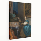 Baroque Art Print - Elegant Rococo Style Portrait of Woman Playing Piano