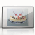 Large abstract wall art featuring assorted fruits in bold colors on a black acrylic frame, ideal for kitchen decor.