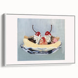 Vintage poster art of colorful fruits on a black background, framed canvas, ideal for living room decor.