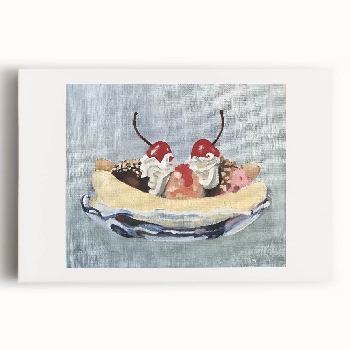 Black and white stretched canvas featuring an assortment of fruits, ideal for kitchen wall art.
