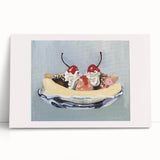 Black and white stretched canvas featuring an array of fruits, ideal for kitchen wall art.