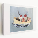 Large art depicting assorted fruits in vibrant colors on a stretched canvas, ideal for kitchen wall art.