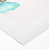 Girls Room Wall Art - Wooden Train & Clouds Kids Room Art