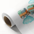 Girls Room Wall Art - Wooden Train & Clouds Kids Room Art