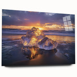 Acrylic landscape artwork showcasing tranquil beach scene with soft waves, vibrant colors, and intricate details, perfect for home decor or coastal-themed interiors.