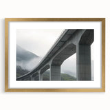 Gold landscape bridge frame with mat, showcasing an elegant front view, ideal for enhancing home decor with a touch of sophistication and style.