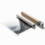 Landscape artwork depicting a serene bridge surrounded by lush greenery, printed on a rolled canvas. Ideal for enhancing home decor with nature-inspired elements.