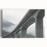 Stretched canvas artwork showcasing a vibrant landscape bridge scene, featuring lush greenery and a serene river, perfect for enhancing home decor with nature-inspired aesthetics.