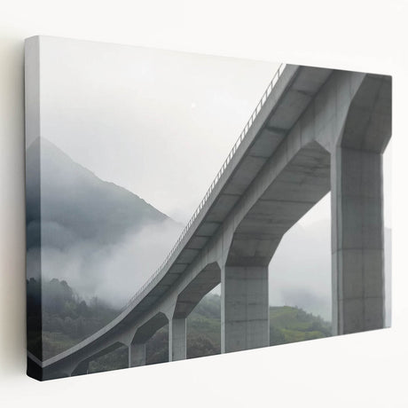 Landscape canvas print depicting a serene bridge view with lush greenery and a tranquil river, perfect for home or office decor. Ideal for nature lovers and art enthusiasts.