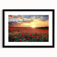 Black-framed landscape artwork featuring a serene countryside scene with lush greenery and a clear blue sky, ideal for home decor or office styling.