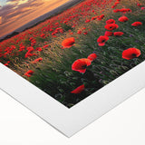 Vibrant landscape artwork on rolled canvas depicting a serene countryside scene with lush green fields and a clear blue sky, perfect for home decor or art enthusiasts.