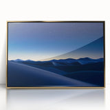 Framed acrylic artwork showcasing a vibrant desert landscape with golden hues, ideal for home decor, adding a warm touch to any room’s ambiance.