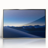 Framed acrylic artwork depicting a vibrant desert landscape with warm tones of orange and gold. Perfect for adding a touch of nature-inspired elegance to home decor.