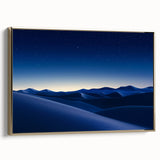 Framed canvas artwork showcasing a stunning desert landscape with rich gold accents, highlighting the serene beauty of arid terrain, perfect for home decor.
