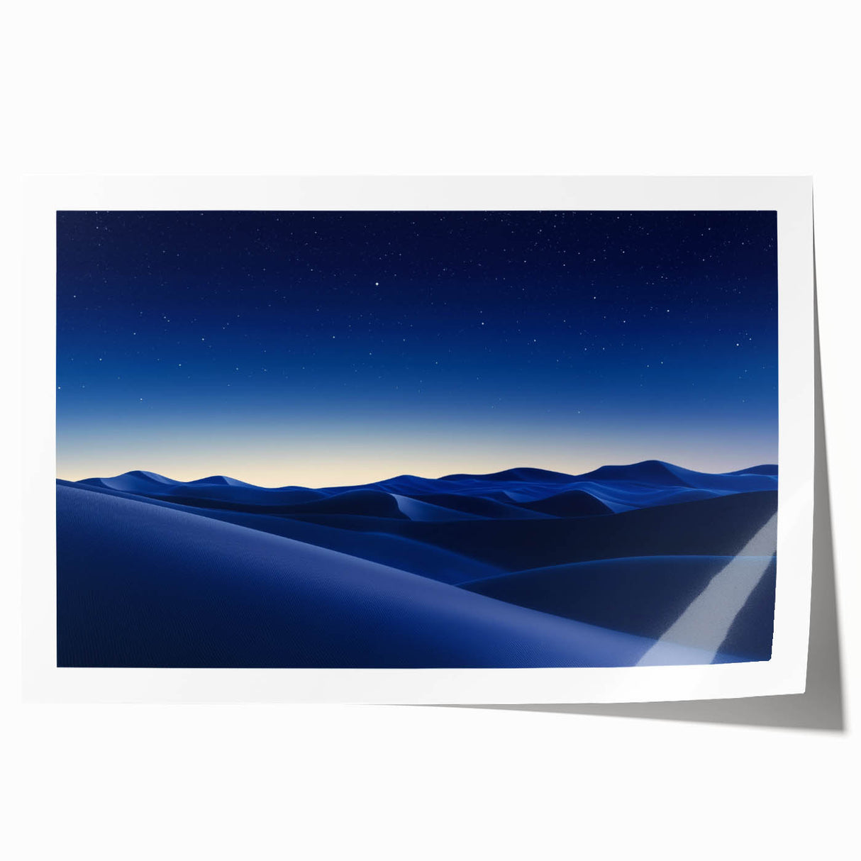 Desert landscape rolled canvas art print showcasing warm hues of orange and yellow with textured details, elegantly packaged in a protective cardboard tube.