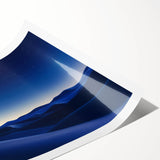 Desert landscape canvas print featuring warm hues of orange and gold, showcasing rolling sand dunes under a vibrant sunset, rolled for easy storage and display.