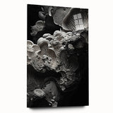 Large abstract wall art on acrylic glass, featuring swirling blue and gray tones, suitable for bedroom or dining room decor.