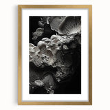 Extra large abstract art print with textured elements in gold frame, featuring earth tones, ideal for living room decor.