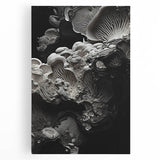 Large black and white abstract art on stretched canvas, featuring close-up natural elements, suitable for kitchen wall art.