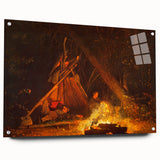 Camp Fire Realism Art Print - Winslow Homer Nighttime Wilderness Scene
