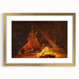 Camp Fire Realism Art Print - Winslow Homer Nighttime Wilderness Scene