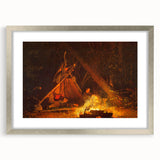 Camp Fire Realism Art Print - Winslow Homer Nighttime Wilderness Scene