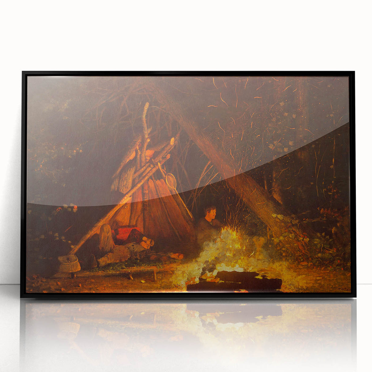 Camp Fire Realism Art Print - Winslow Homer Nighttime Wilderness Scene