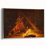 Camp Fire Realism Art Print - Winslow Homer Nighttime Wilderness Scene