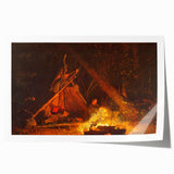 Camp Fire Realism Art Print - Winslow Homer Nighttime Wilderness Scene