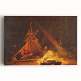 Camp Fire Realism Art Print - Winslow Homer Nighttime Wilderness Scene