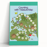 Children’s Learning Art Print – Counting with Treasure Map