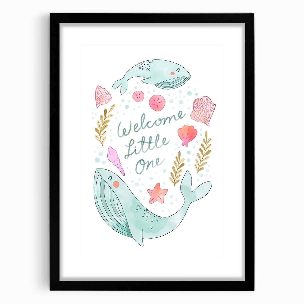 Whale Nursery Wall Art - Baby Room Ocean Theme Decor