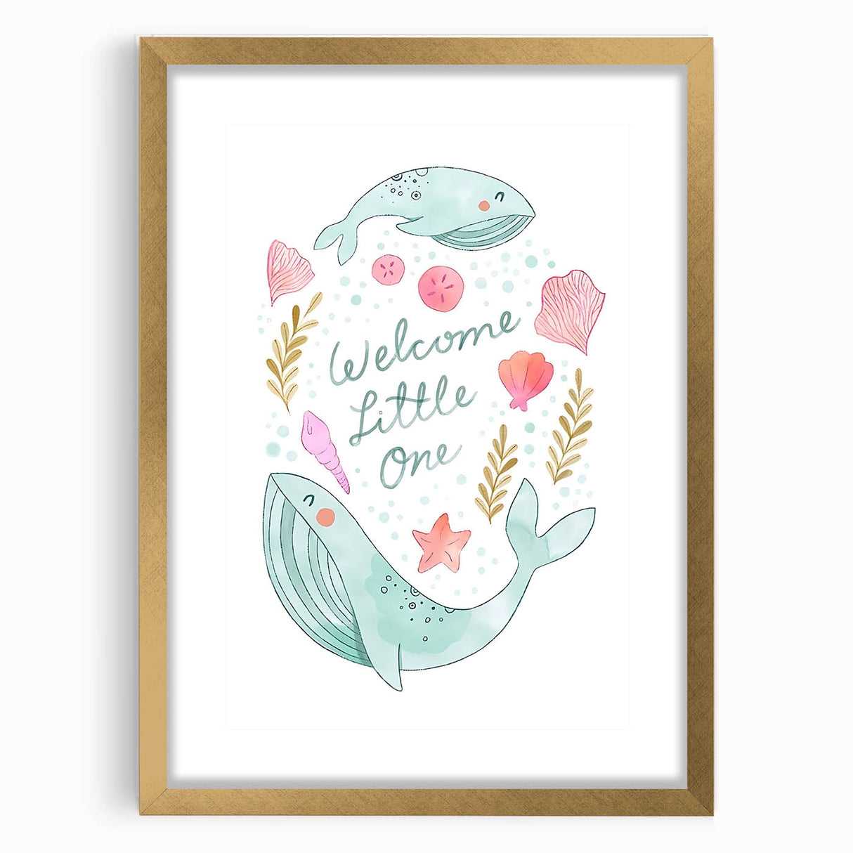 Whale Nursery Wall Art - Baby Room Ocean Theme Decor