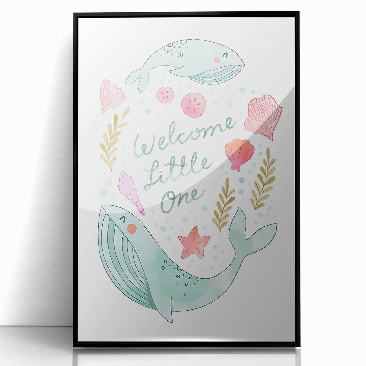 Whale Nursery Wall Art - Baby Room Ocean Theme Decor