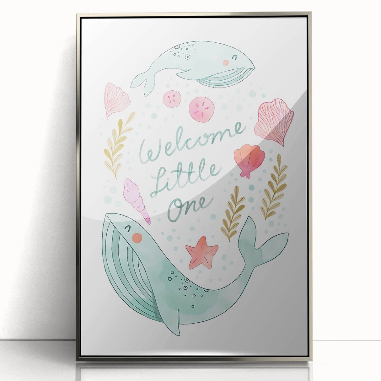 Whale Nursery Wall Art - Baby Room Ocean Theme Decor