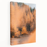 Autumn-themed abstract painting on stretched canvas with earthy orange and brown tones, suitable for kitchen wall art.