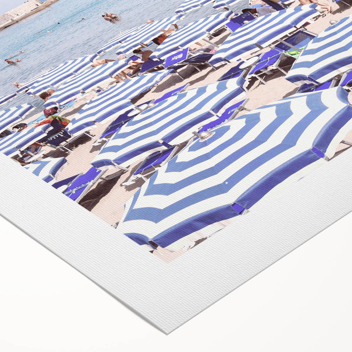 Art deco poster featuring a summer scene with vibrant colors on rolled canvas, suitable for dining room decor.