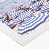 Art deco poster featuring a summer scene with vibrant colors on rolled canvas, suitable for dining room decor.