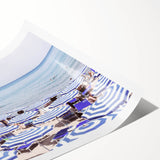 Extra large wall art featuring line art flowers in soft pastel shades on a rolled canvas, ideal for large living room decor.