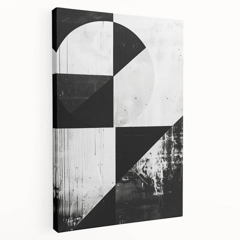 Mid Century Modern Black and White Art - Minimalist Geometric Decor